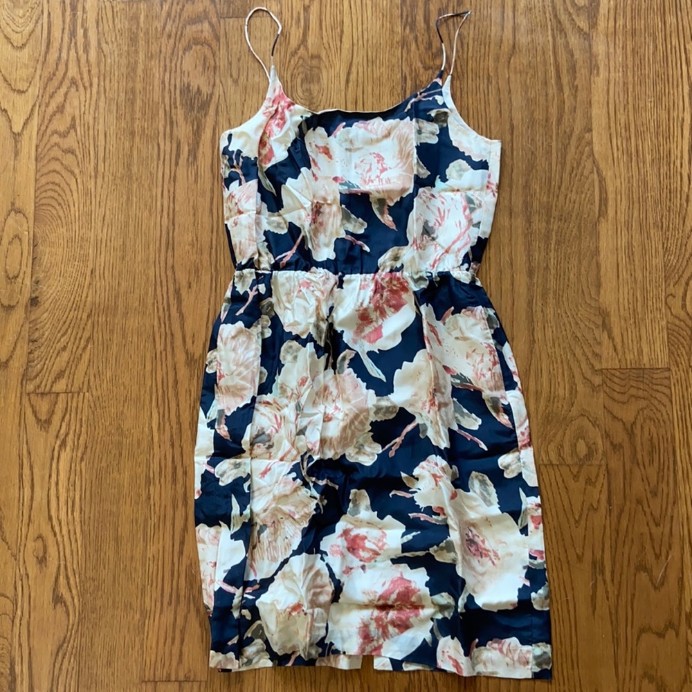 J. Crew Silk Spaghetti Strap Floral Dress